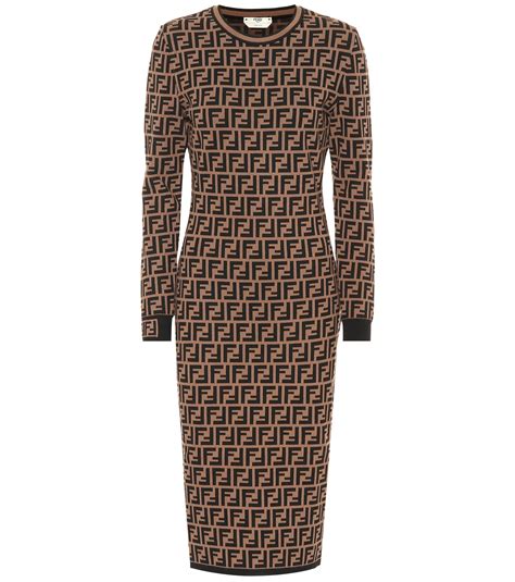 fendi one sleeve dress|fendi brown cotton dress.